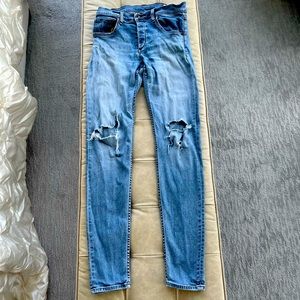 Rag & Bone Jeans - Standard Issue Fit 1 Skinny Jeans with Ripped Knees - Size 32